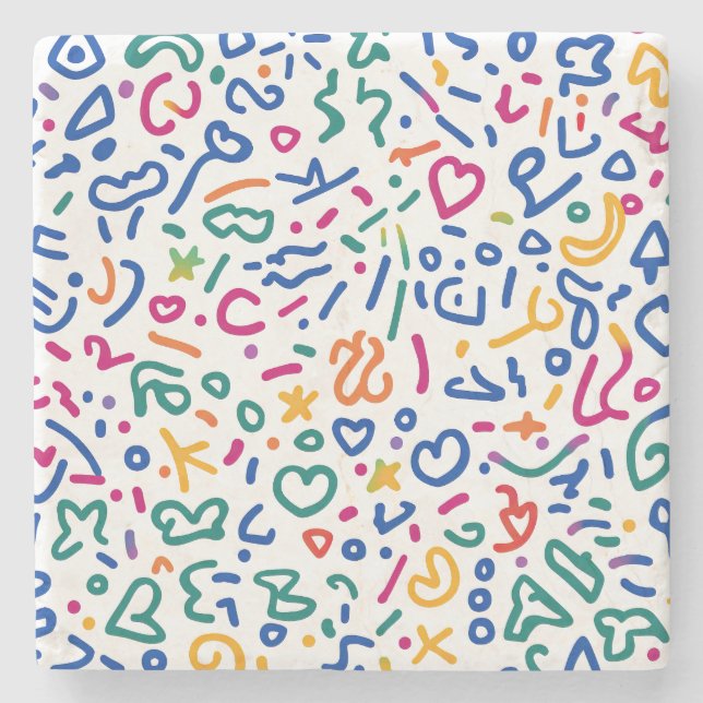 Roligt doodle-färgstarka vibrationsformer stenunderlägg (Framsidan)