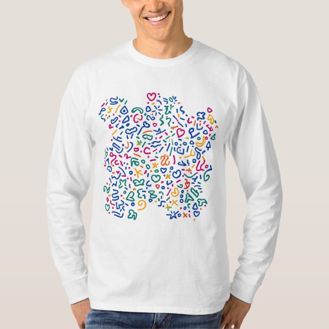 Roligt doodle-färgstarka vibrationsformer t shirt (Framsida)