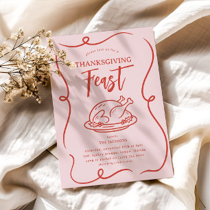 Roligt Doodle Thanksgiving Feast Inbjudningar