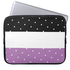 Roligt Doted Black Lavender Lila White Rand Laptop Fodral