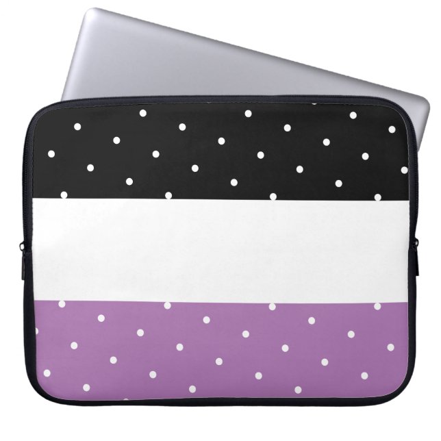 Roligt Doted Black Lavender Lila White Rand Laptop Fodral (Framsidan)