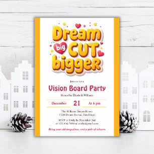 Roligt Dream Big cut Bigger Vision Board Party Inbjudningar