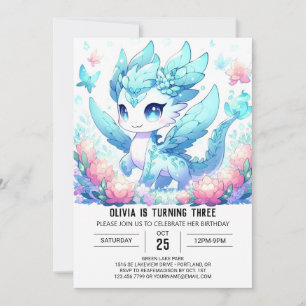 Roligt Dreamy Dragon Birthday Inbjudningar