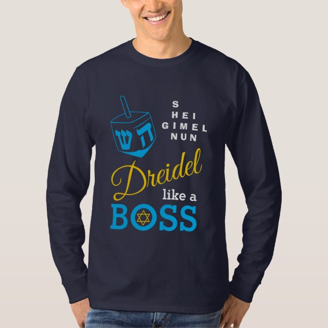 Roligt Dreidel som Chef Hanukkah T Shirt (Framsida)
