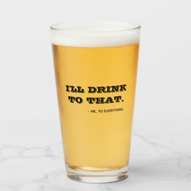 Roligt Dricker Jag Till Det Citat Typografi Öl Glaskopp (Framsida fylld)
