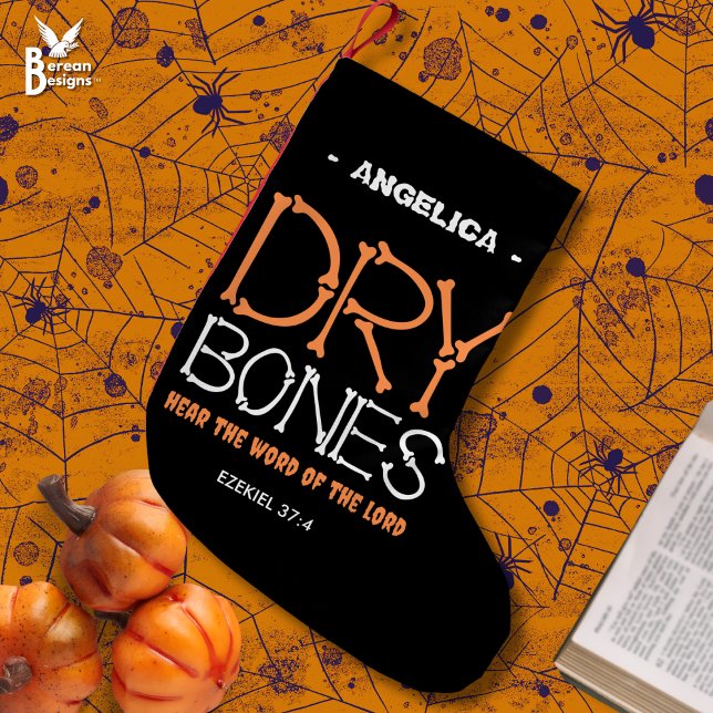 Roligt DRY BONES Anpassningsbar Christian Hallowee Liten Julstrumpa (Christian Halloween DRY BONES personalized stocking. Ideal group family gift.)