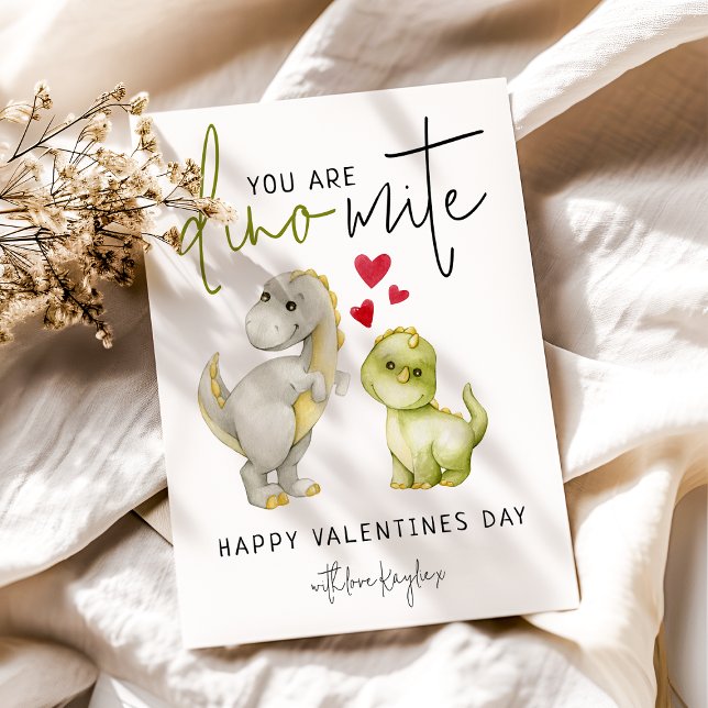 Roligt du är Dino-Mite | Valentines day Julkort (Skapare uppladdad)