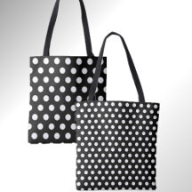 Roligt Dubbla Dots Black med White Polka Dot Tote