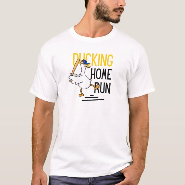 Roligt Ducking Baseball Duck T-shirt (Framsida)