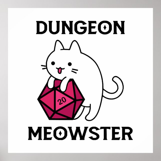 Roligt Dungeon Meowster Katt Poster (Framsidan)
