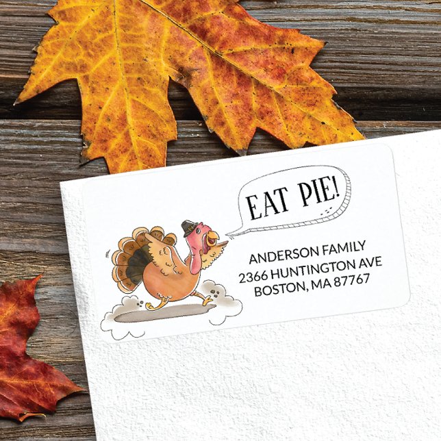 Roligt Eat Paj Turkey Thanksgiving Address Label Adressetikett (Skapare uppladdad)