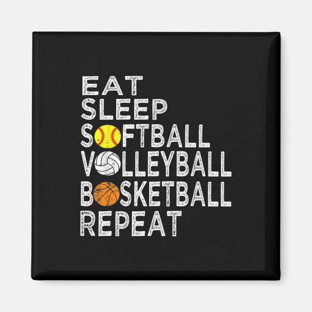 Roligt Eat Softbyll volleybyll Bysketbyll Boys Magnet (Framsidan)