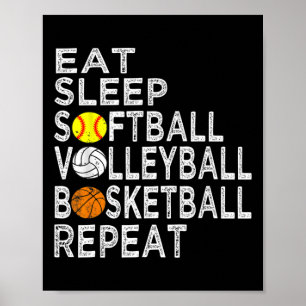 Roligt Eat Softbyll volleybyll Bysketbyll Boys Poster