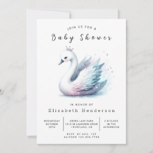 Roligt Editable Svan Baby Shower Inbjudningar