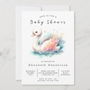 Roligt Editable Svan Baby Shower Inbjudningar