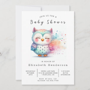 Roligt Editable Uggla Baby Shower Inbjudningar