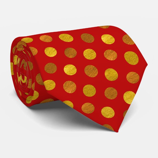 Roligt Elegant Red & Guld Polka dots Modern jul Slips (Rullad)
