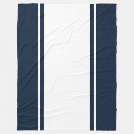Roligt Elegant Wide White Navy Blue Tävla Rand Fleecefilt