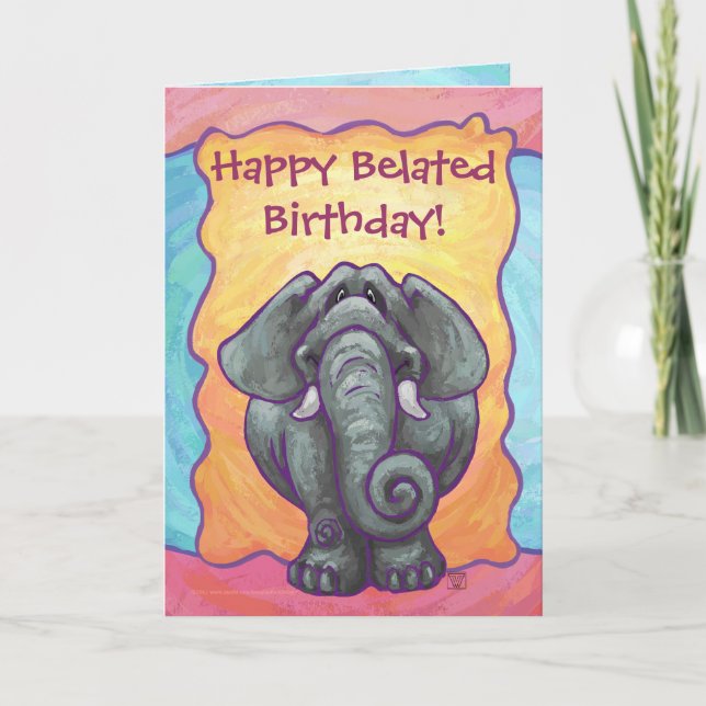 Roligt Elephant Belet Birthday Card Kort (Framsida)