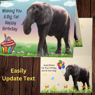 Roligt Elephant Birthday Card Kort