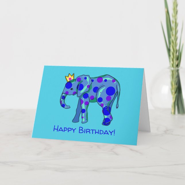 Roligt Elephant Birthday Card Kort (Framsida)