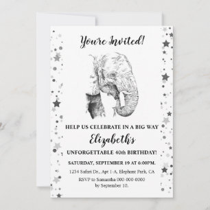 Roligt Elephant Födelsedagsfest inbjudan