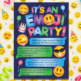 Roligt Emoji-partiinbjudan Inbjudningar