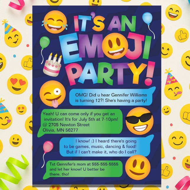 Roligt Emoji-partiinbjudan Inbjudningar (Fun Emoji Party Invitation
)