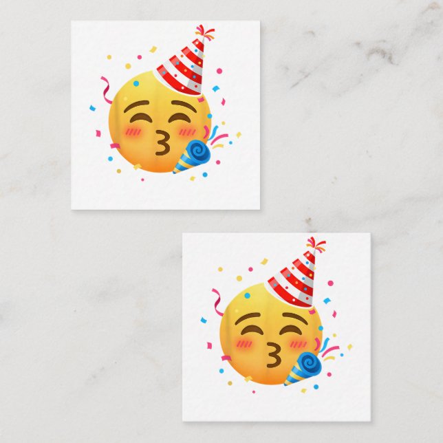 Roligt Emoji Party Fyrkantigt Visitkort (Fram/baksida)