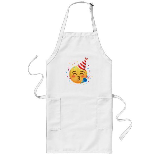 Roligt Emoji Party Långt Förkläde (Framsidan)