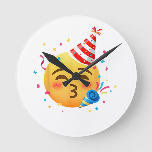 Roligt Emoji Party Rund Klocka (Framsida)