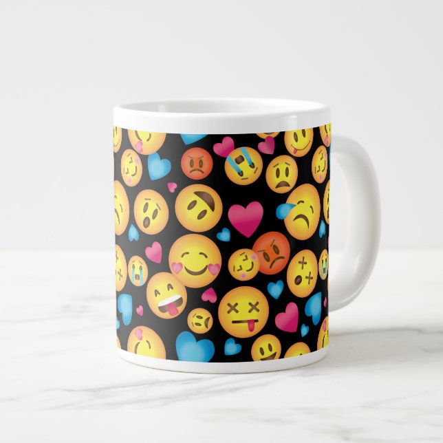 Roligt Emoji Print Mugg ,Underbar gåva under 20.00 Jumbo Mugg (Framsida höger)