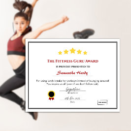 Roligt Employee Award Certificate - Fittness Guru