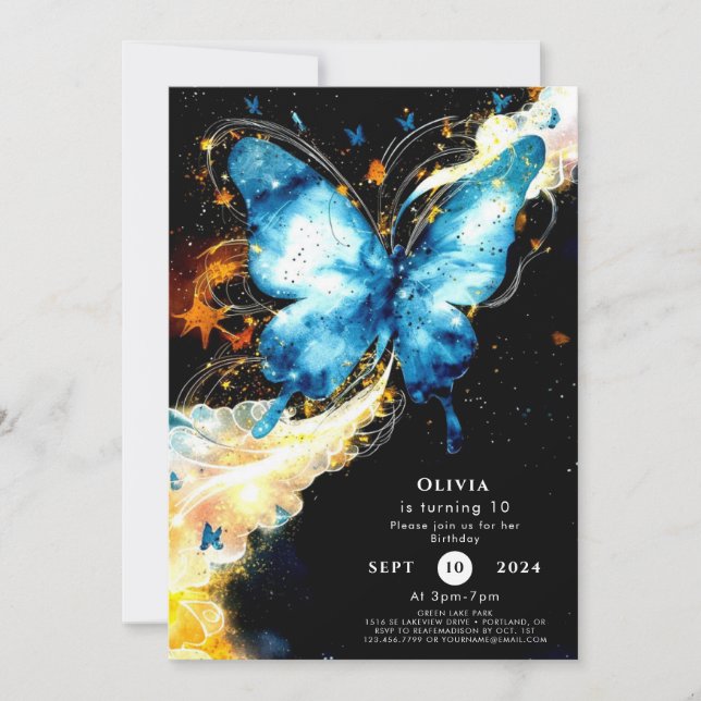 Roligt Enchantment Butterfly Birthday Inbjudningar (Framsida)