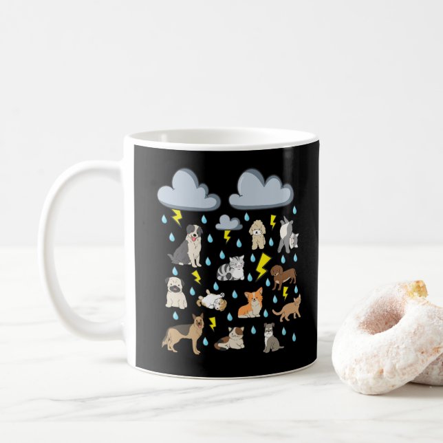 Roligt engelskt idiom Ragnar regn Hundar och Katte Kaffemugg (Med munk)