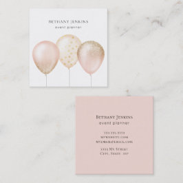 Roligt Enkel Rosa och Guld-ballonger Glitter Fyrkantigt Visitkort