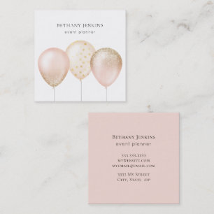 Roligt Enkel Rosa och Guld-ballonger Glitter Fyrkantigt Visitkort