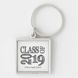 Roligt & enkelt skriva skissar klassificerar av fyrkantig silverfärgad nyckelring