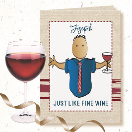Roligt Ethnic Male Tecknad Red Vin Classy Birthday Kort