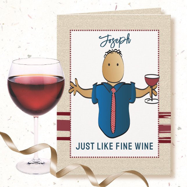 Roligt Ethnic Male Tecknad Red Vin Classy Birthday Kort (Skapare uppladdad)