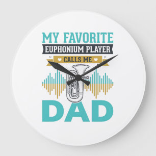 Roligt Euphonium Pappa Vintage Musik Design_1 Stor Klocka