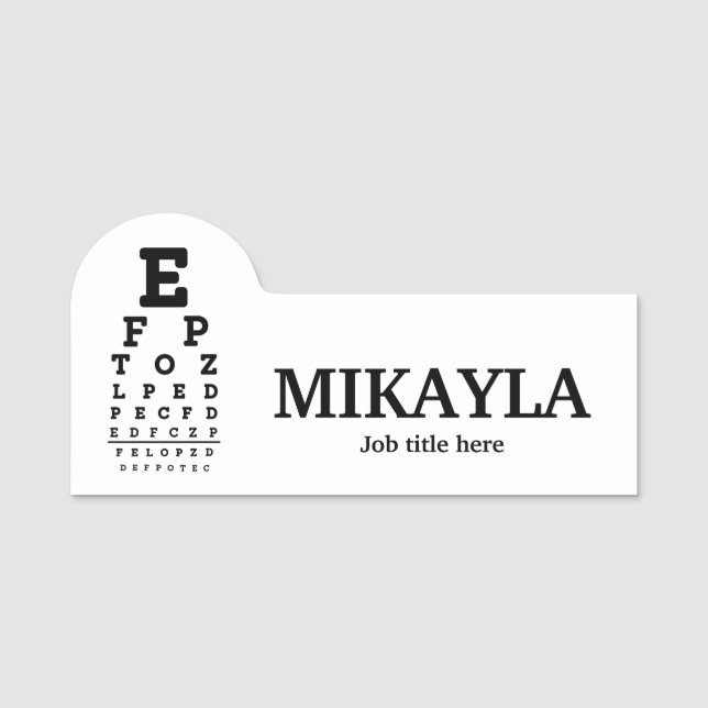Roligt Eyechart Optician Namn bricka Namnbricka (Framsida)