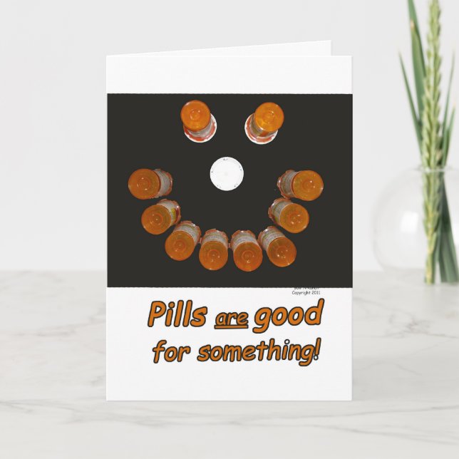Roligt få väl Pills gör lyckliga ansikten Kort (Framsida)