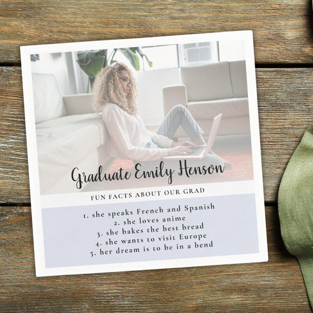 Roligt Fact Blue Student Photo Studentfest Pappersservett (Skapare uppladdad)