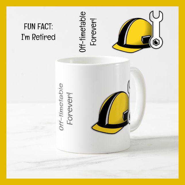 Roligt Fact I är Retrött Construction Worker Funny Kaffemugg (Fun Fact: I'm Retired | Funny Retirement Mug for a Construction Worker | Cute modern elegant simple)