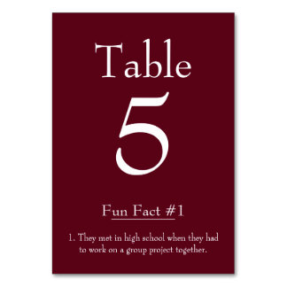 Roligt Fact om Bride and Groom Burgundy Bordsnummer