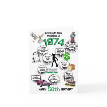 Roligt Facts Born 1974 Foldad Birthday-inbjudan