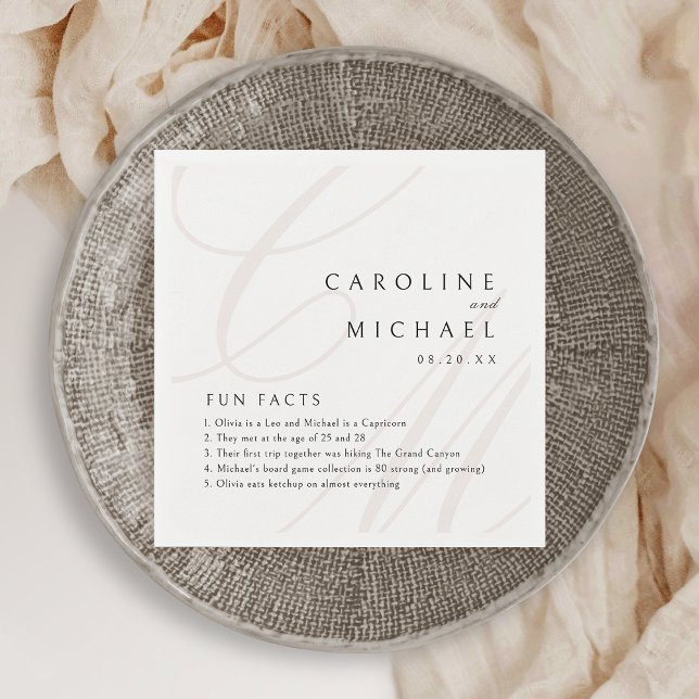 Roligt Facts Classic Elegance calligraphy monogram Pappersservett (Fun Facts Classic Elegance calligraphy monogram Napkins)