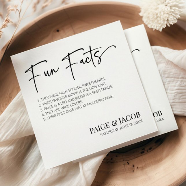 Roligt Facts Classic Minimal Minimalist Bröllop Pappersservett (Skapare uppladdad)