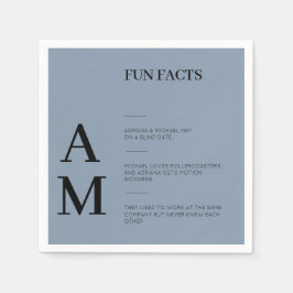 Roligt Facts Fold Typography Dusty Blue Bröllop Pappersservett